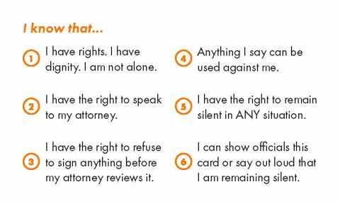 Back of Know Your Rights Card
