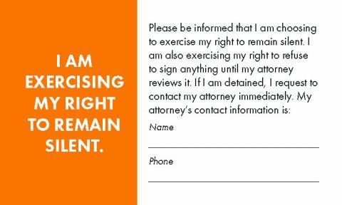 Front of Know Your Rights Card