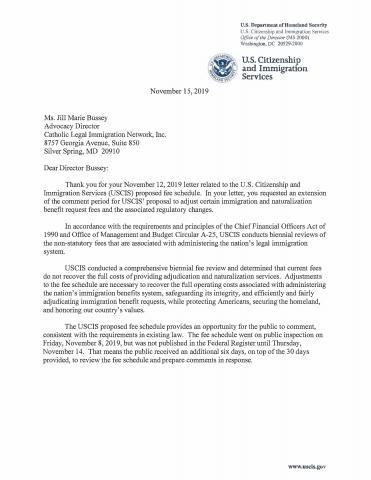 USCIS Response to Advocates’ Request for 60-day Comment Period to ...