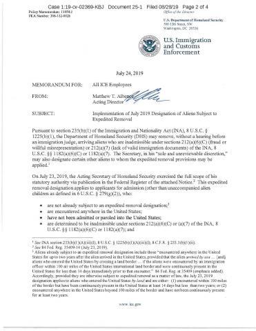 ICE Guidance on Implementation of Expanded Removal Designation ...
